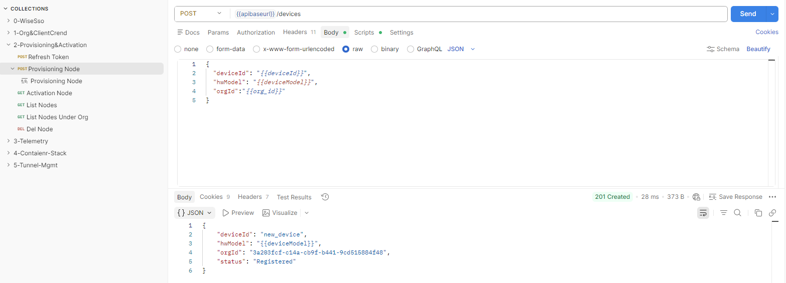 postman create device