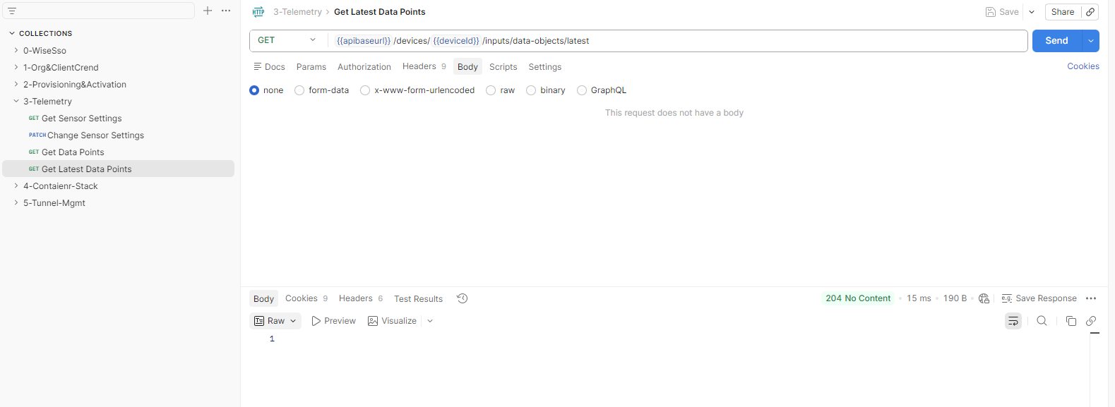postman get latest datapoint